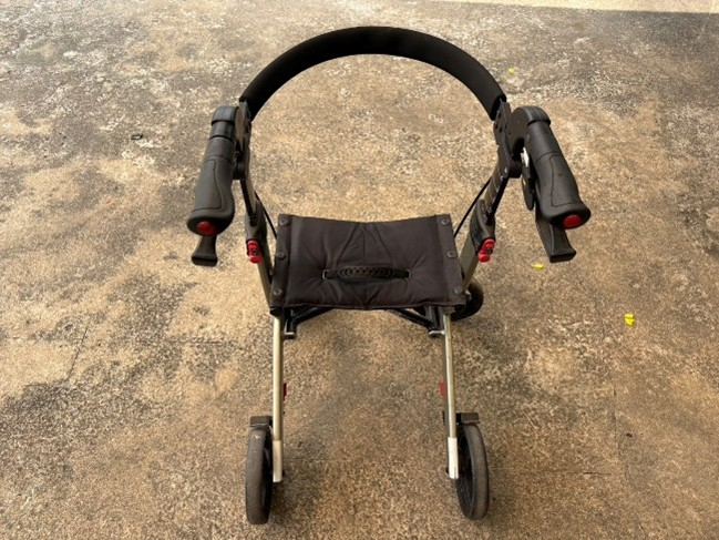 3-wheel walker rollator in use outdoors